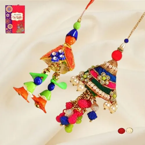 Classy Dual Bracelet Rakhis with Roli Chawal  from Rakhiworldwide