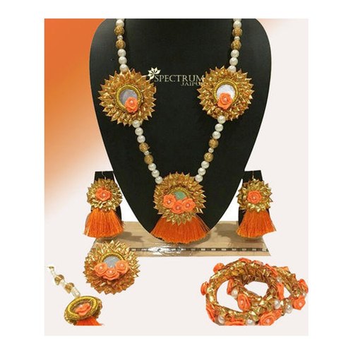 Orange Silk Thread Gota Patti Jewellery Set from Bharat Sales