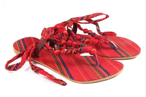 Ladies Red Party Wear Fancy Flat Slipper from k.n.udyog