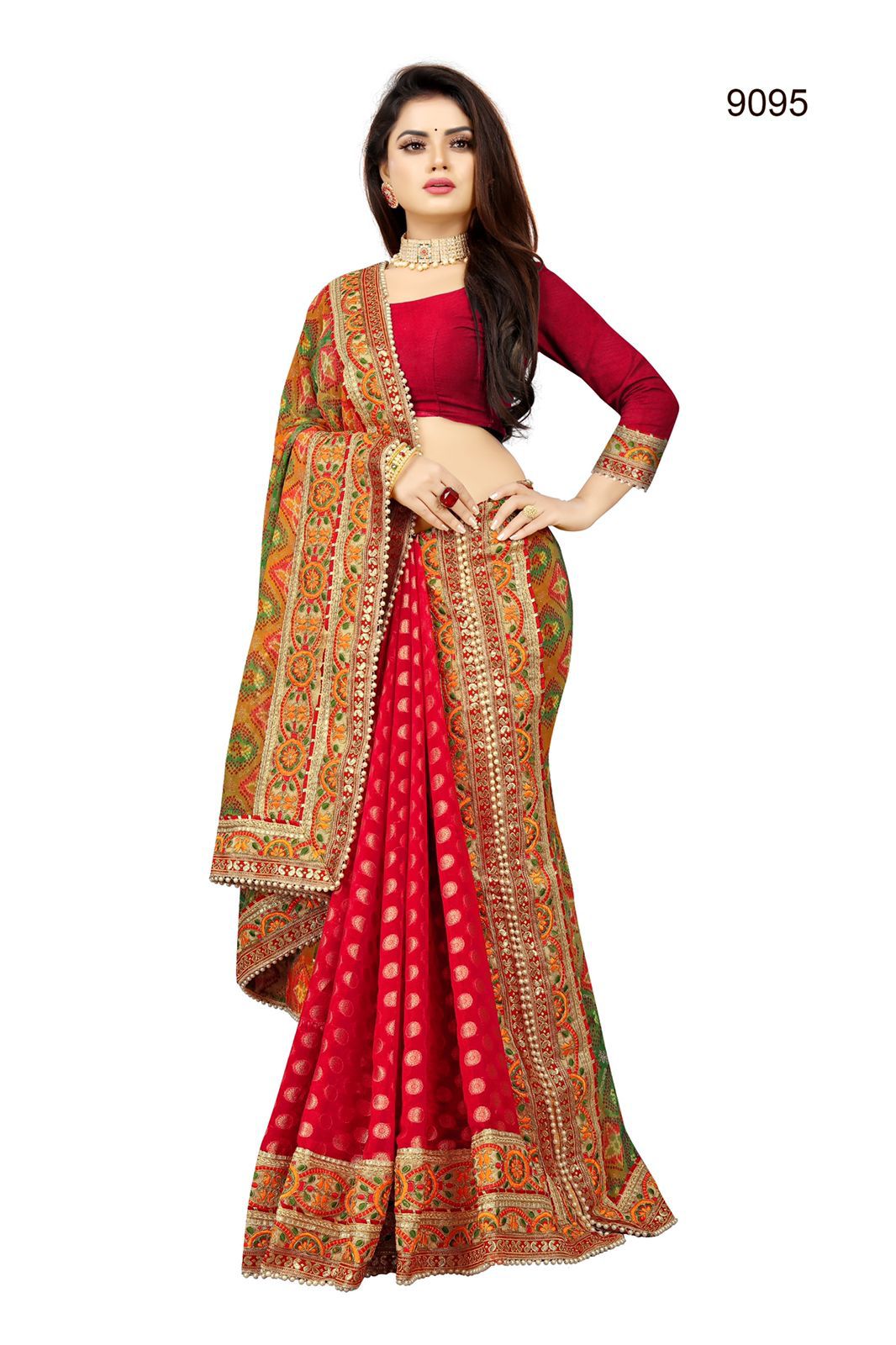 Pure Georgette with Foil Print Multi Colour Sarees from HIGH RRISE EXIM