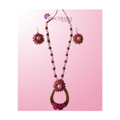 Pearl Flower Gota Patti Jewellery Set