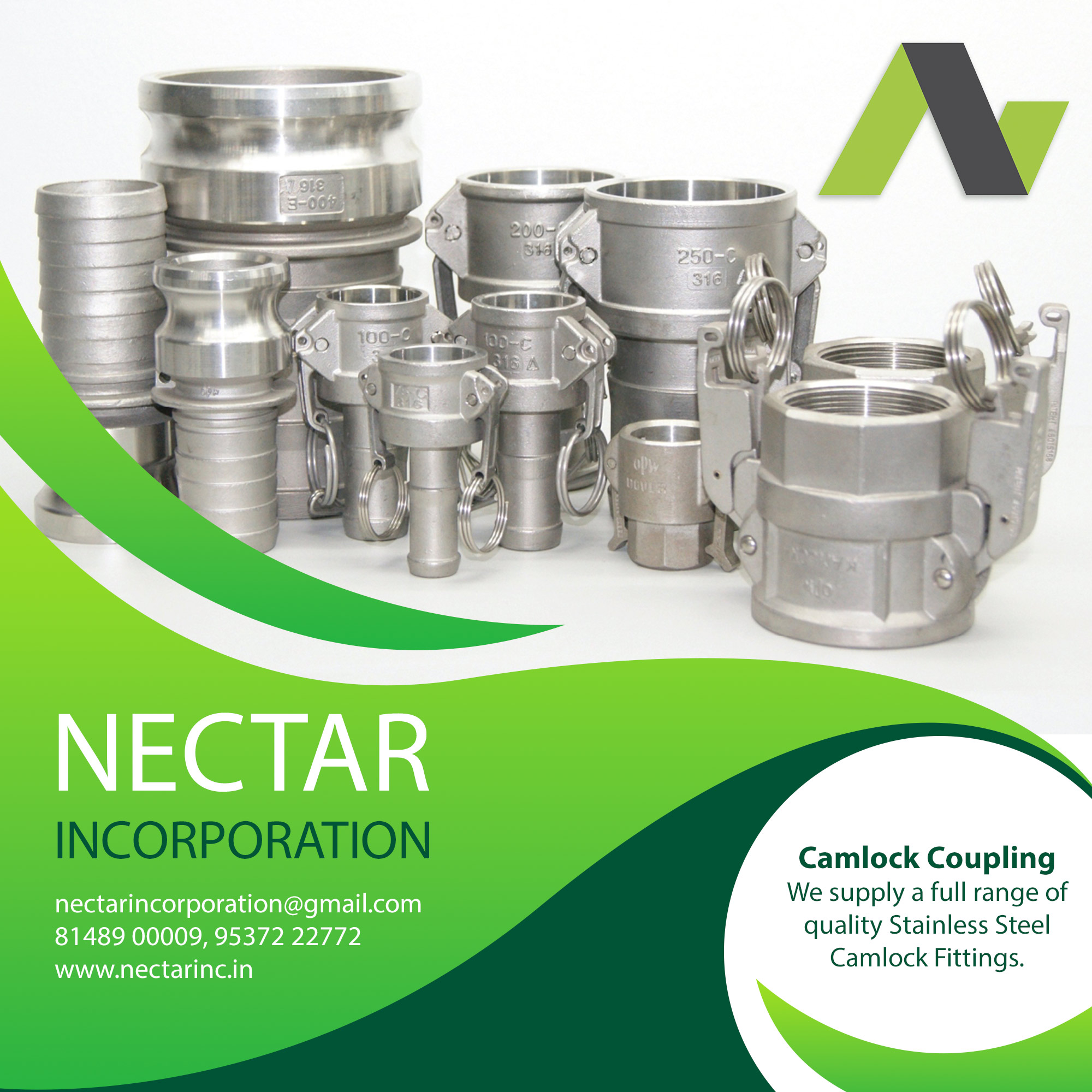 Stainless Steel Camlock Coupling from Nectar Incorporation