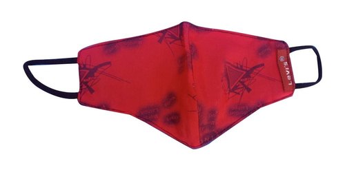 Red Color Printed Reusable Cotton Face Mask from Rraasaa Textiles