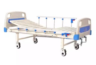 hot sale steel strip type coating abs headboard 2 cranks adjustable manual hospital bed from Hebei Fuda Metal Working Medical Equipment Co., Ltd.