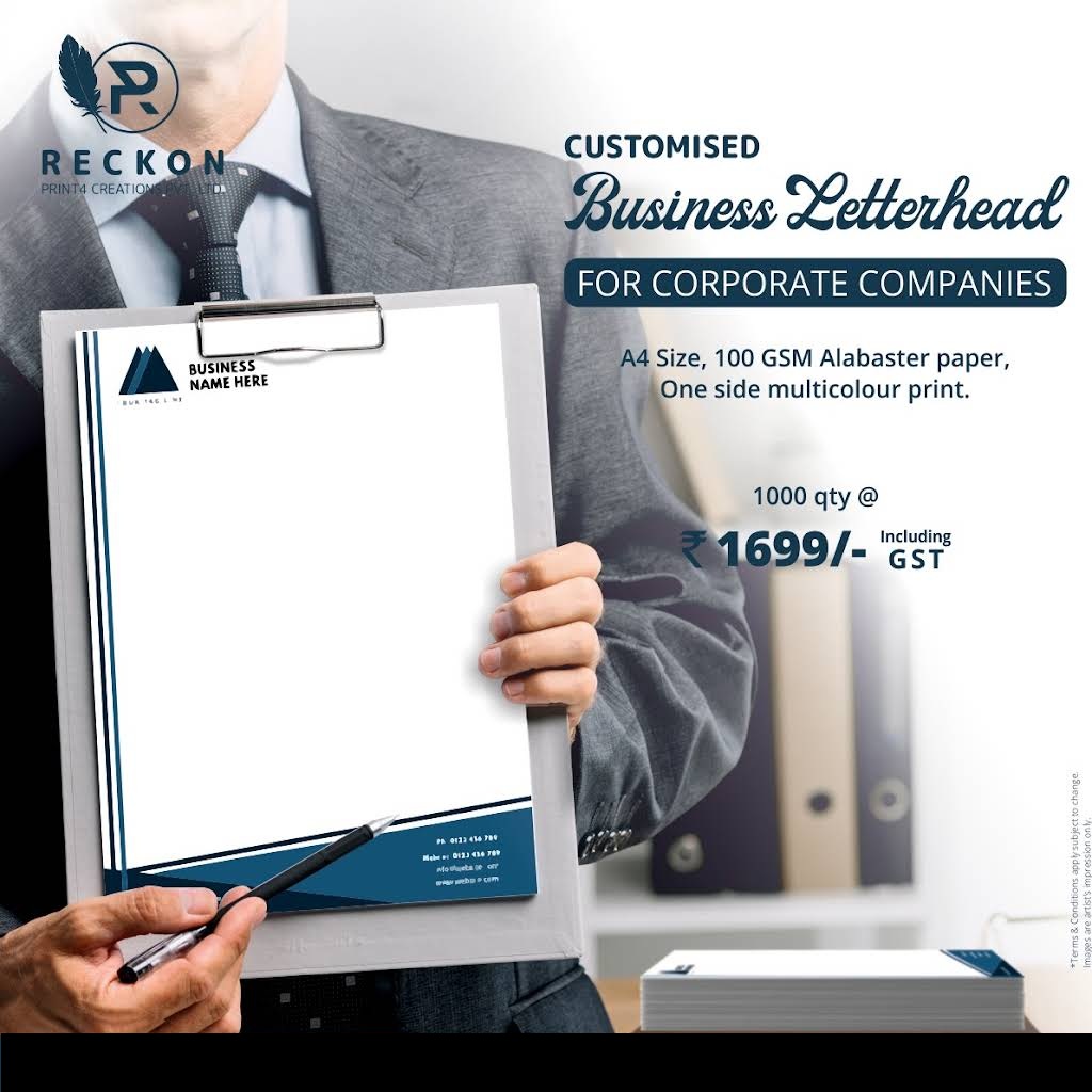 Customised Business Letterhead from RECKON PRINT4 CREATIONS PVT.LTD