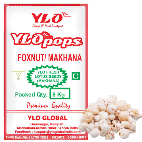 YLOPops Premium Quality Foxnut/Makhana - 8 Kg Packed from YLO GLOBAL