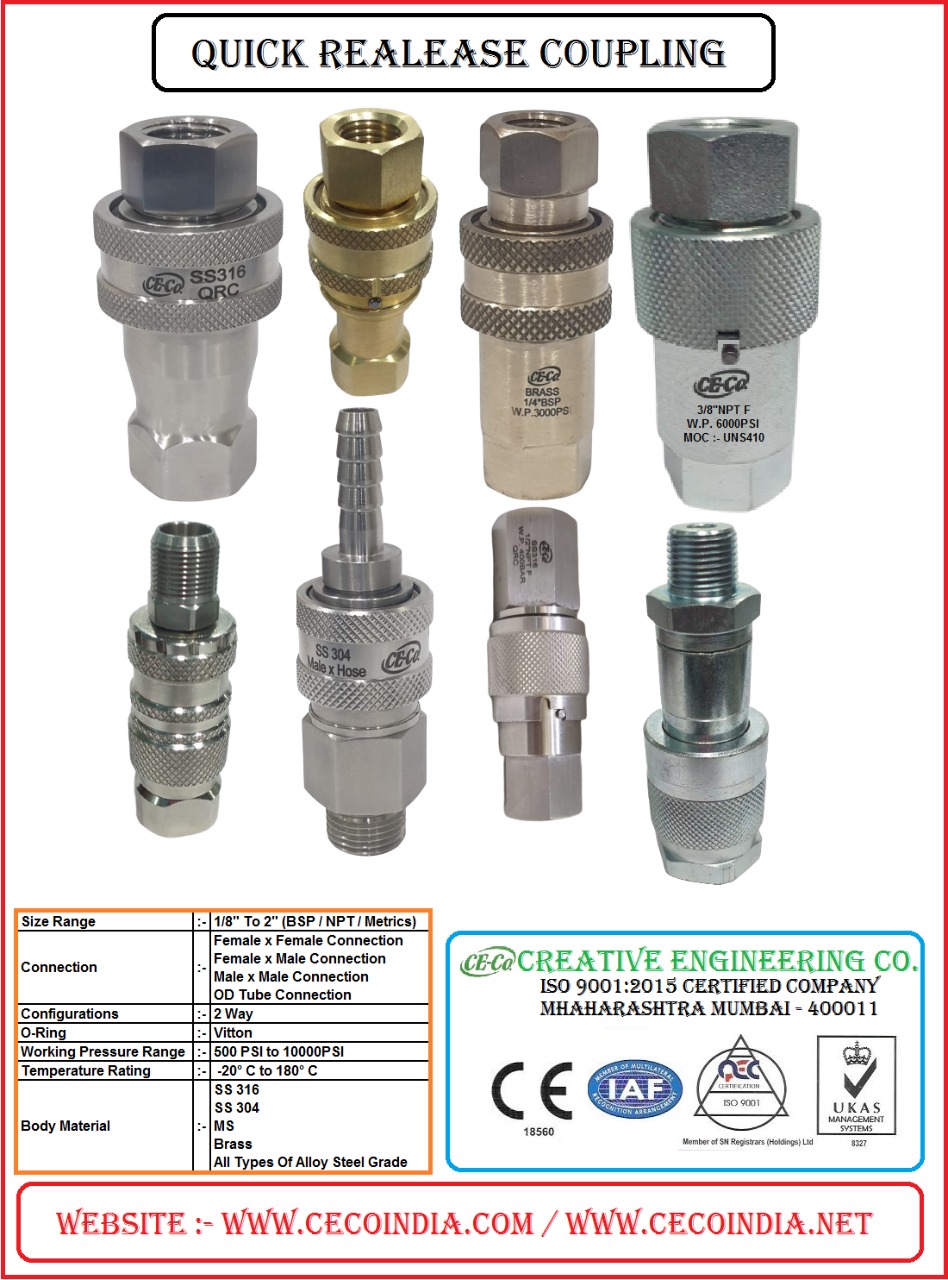 QUICK RELEASE COUPLING (QRC) from CREATIVE ENGINEERING CO.