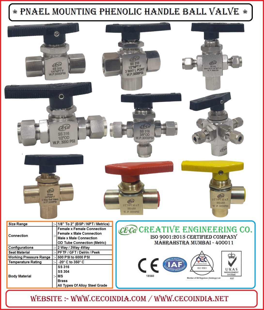 PANEL MOUNTING BALL VALVE 