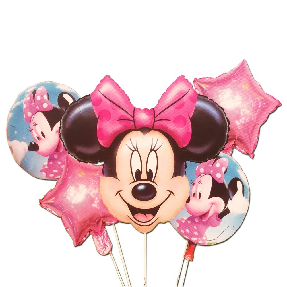 Minni Mouse Cartoon Theme Foil Balloons 5 Pcs Set for Birthday, Parties, Celebrations, Anniversary, Event Festive Decorations From KriShiv Decoration from KriShiv Decorations