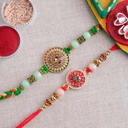 Set of Two Colorful Stone Rakhi from Send Rakhi worldwide