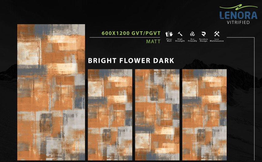 MATT Finish Bright Flower Dark Vitrified Tiles from Lenora vitrified
