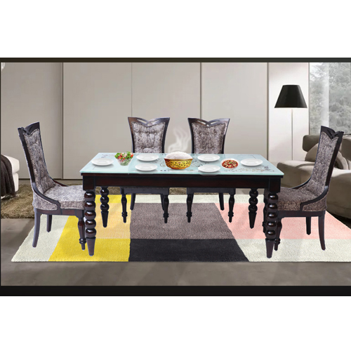 Leo 6 Seater Dining Table Set with Glass Top from POJ Furniture