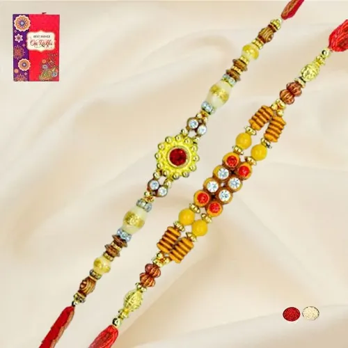 Dashing Pair of Fancy Rakhi with Roli Chawal from Rakhiworldwide