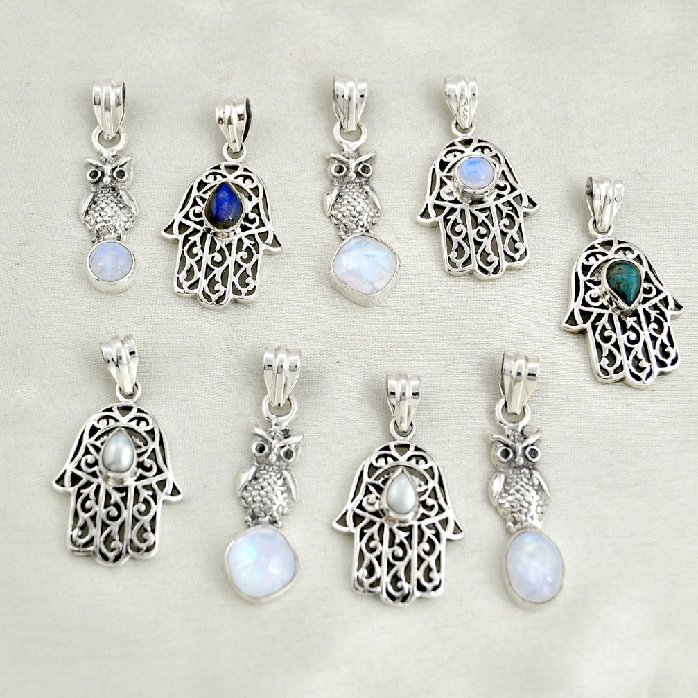 atural multicolor multi gemstone 925 silver pendant from Gemexi