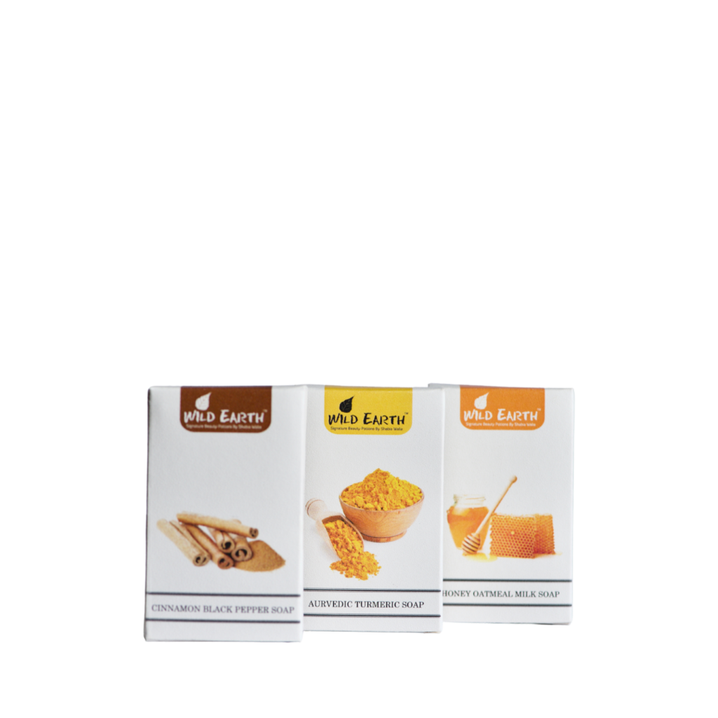 Wild Earth Ayurvedic Soap Set of 3, Each soap is of 100 Gms, Handcrafted & Made by Cold Process Method |Ayurvedic Soaps from PRN LIFESTYLES PVT LTD