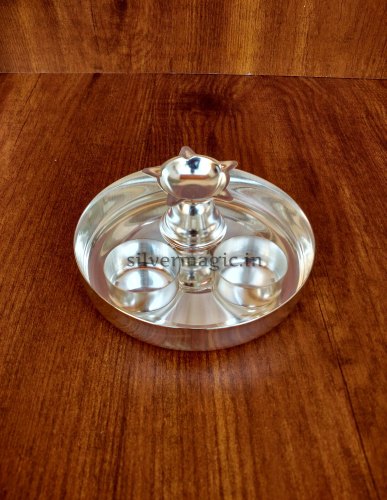 Silver Plated 5 Inch Jain Pooja Thali For Home - Round Size from Silver Magic Products