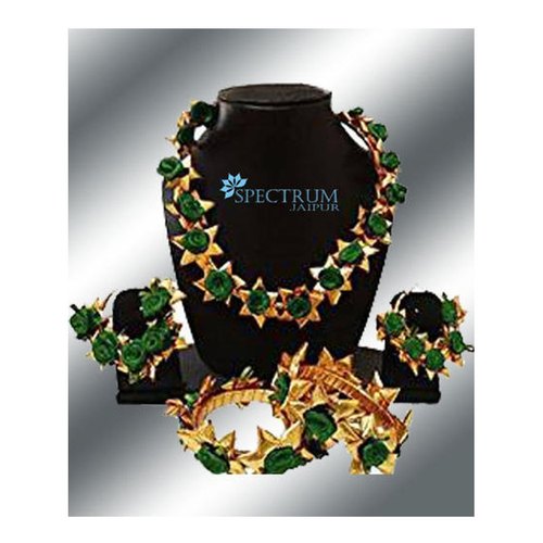 Fancy Green Golden Gota Patti Jewellery Set