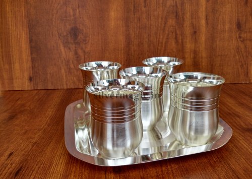  Matka Design Sliver Plated Stainless Steel Glass Set From Silver Magic from Silver Magic Products