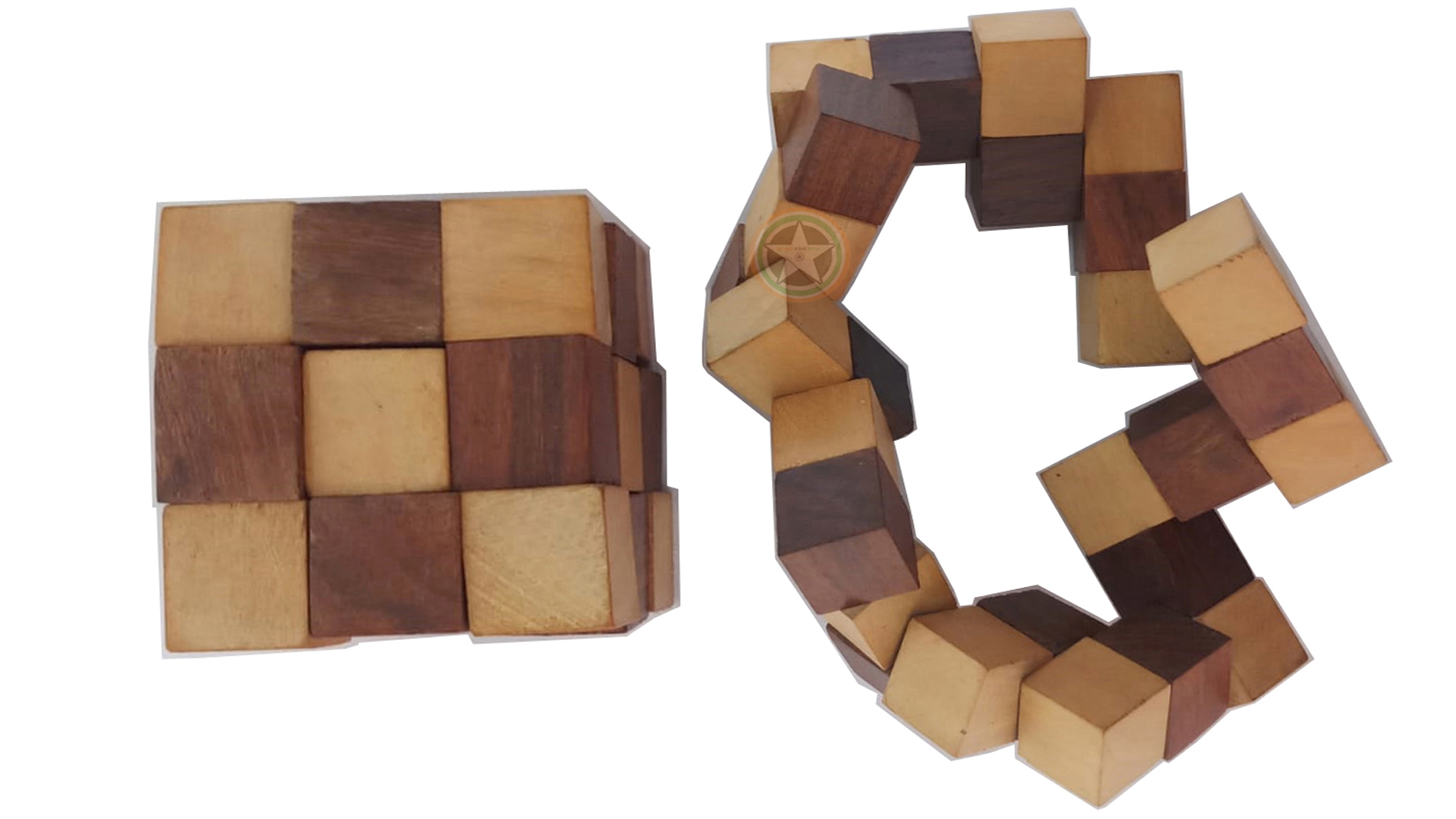 WORLD STAR INDIA Wooden Snake Cube | Snake Puzzle | Snake Puzzle Toy | (0+ Years) for Kids and Adults | Puzzle Cube for Your Kids to Improve Brain Activity, Best No-1 Quality Made in India from World Star India