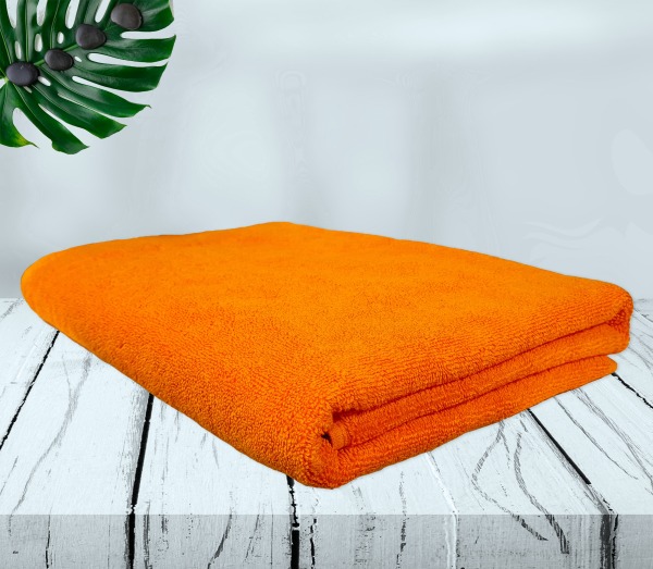 Rekhas 100% Cotton Bath Towel | 750 GSM | Orange Colour from Rekhas House of Cotton Private Limited