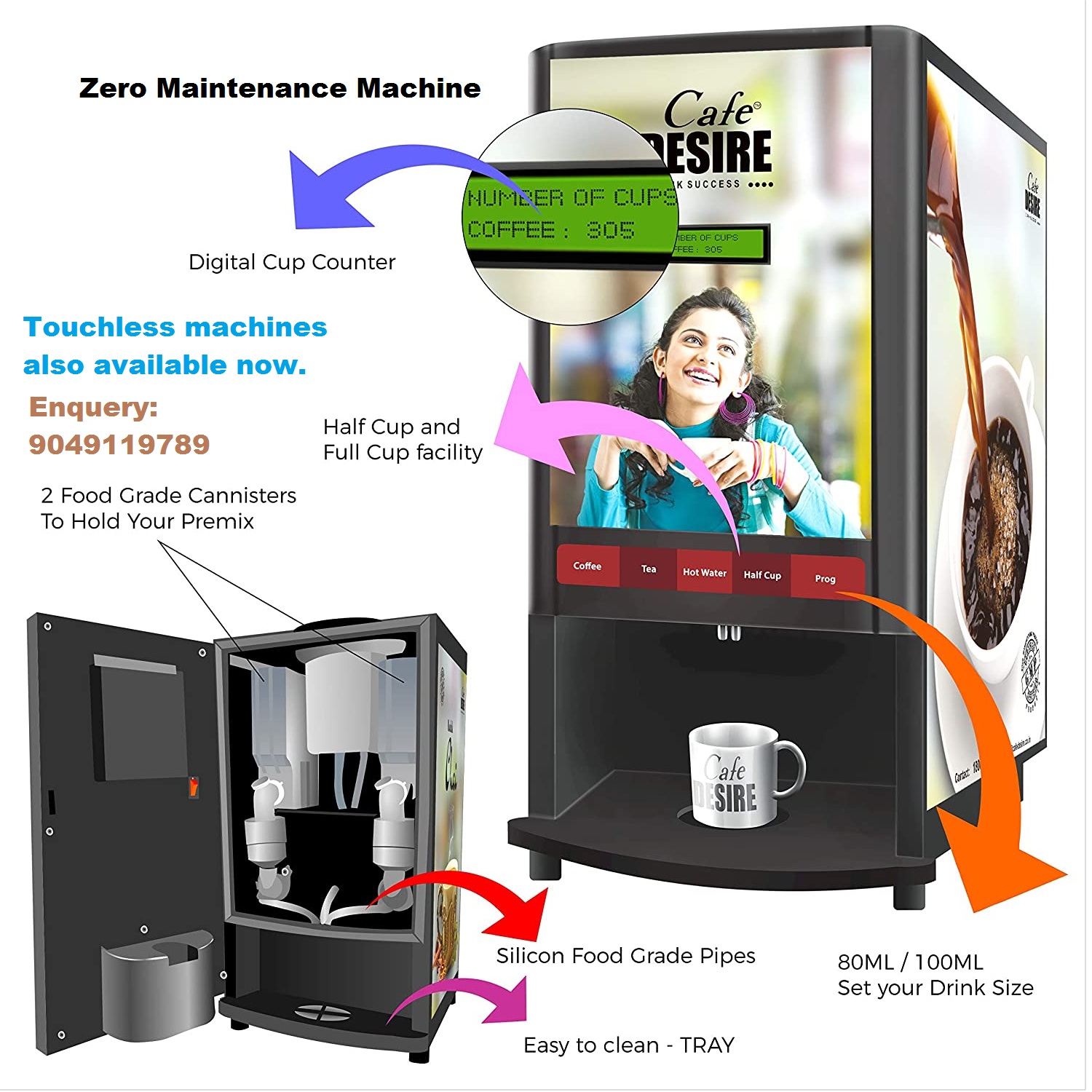 2 Lane Tea-Coffee Vending Machine from Laxmi Cafe Desire