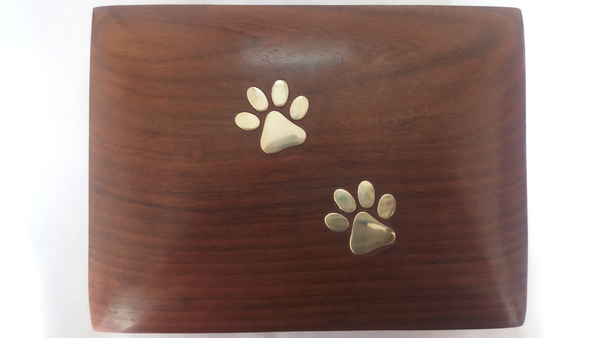 WORLD STAR INDIA Wooden Urn Box for Human Ashes Brass Paw design | Beautifully Handmade & Handcrafted | Brass Inlay Work | Wooden Urns for Human Ashes Adult for - Wooden Cremation Urns for Ashes , Best Quality Made India Urn Box from World Star India