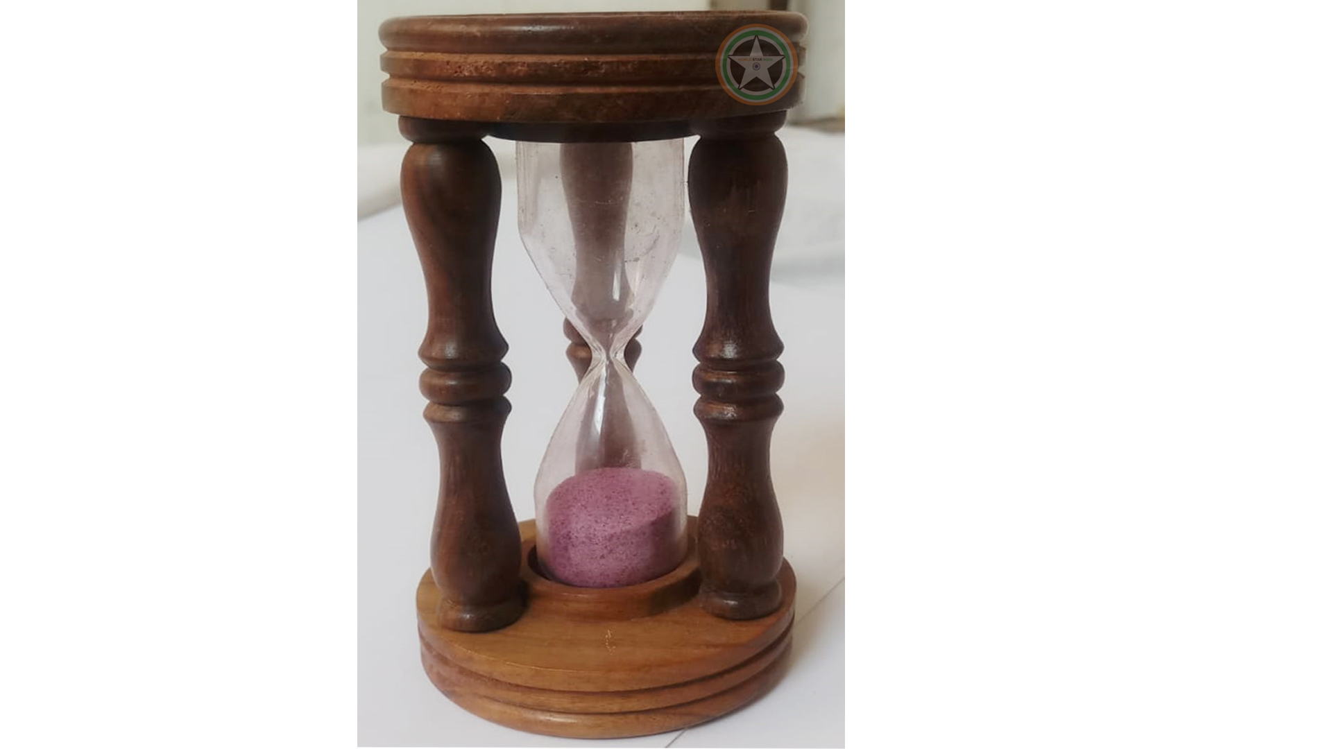 WORLD STAR INDIA Wooden Sand Timer | Sandglass Clock | Sand Watch | Beautiful Design with Base Ideal for Exercise, Antique Gifted Item Tea Making Antique Nautical Office Décorative from World Star India