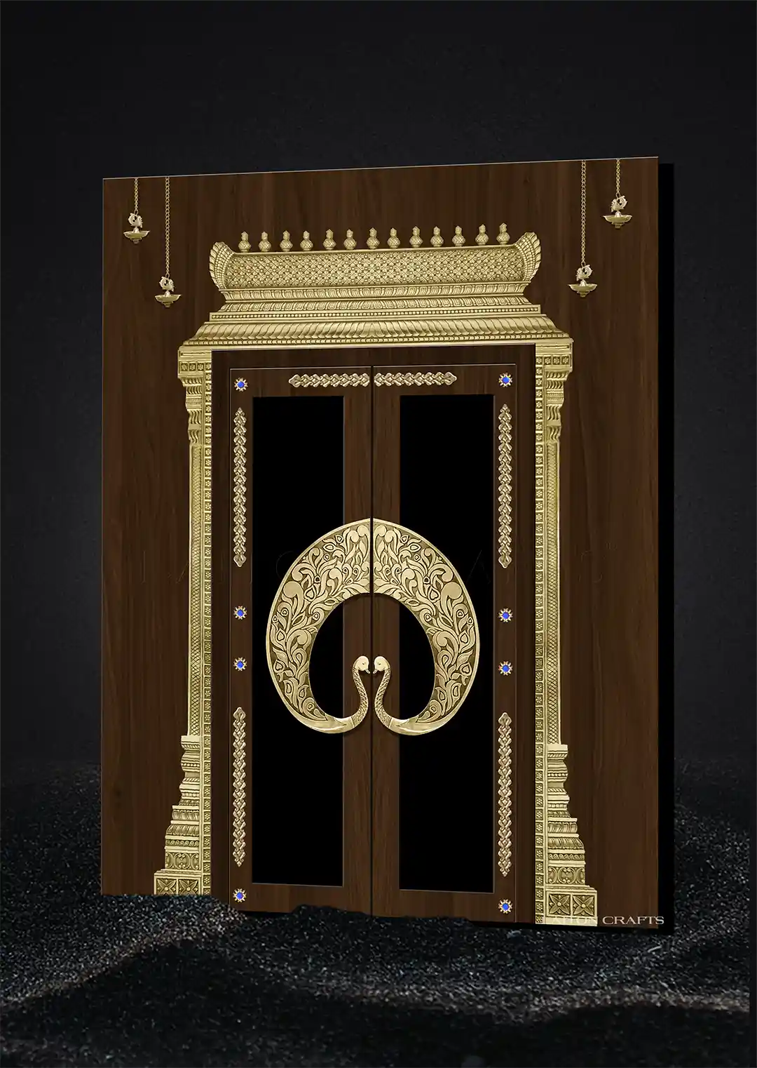 Brass Embellishments on Main Doors and Pooja Doors from Laiton Crafts