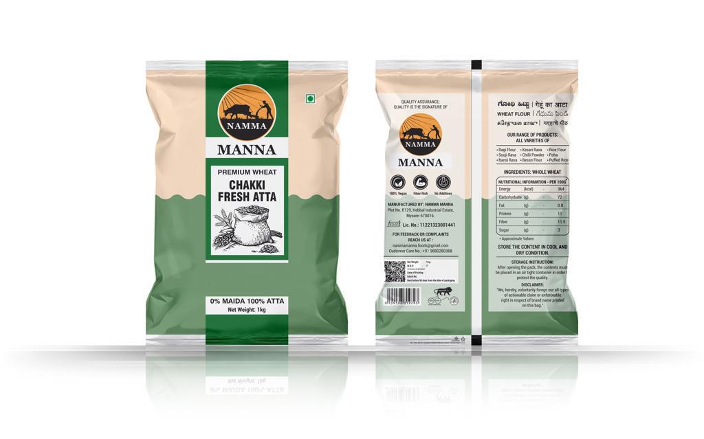 Namma Premium Wheat Chakki Fresh Atta 1 Kg from Namma Manna