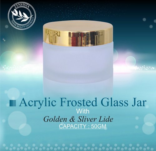 Acrylic Frosted Glass Jar With Golden & Silver Lid from Zenvista Meditech Pvt. Ltd.