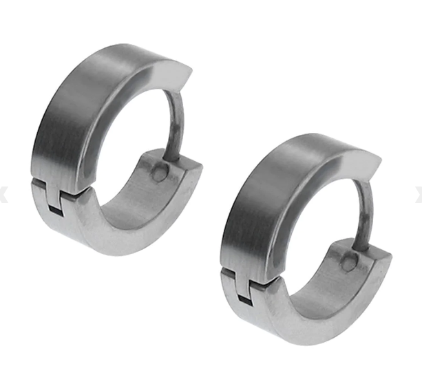 Silver Stainless Steel Classic 3.8 mm Huggies from Inox Jewelry