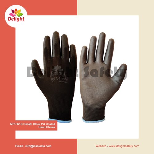Delight MPU12-B Black PU Coated Hand Gloves from Delight Industrial Solutions Private Limited