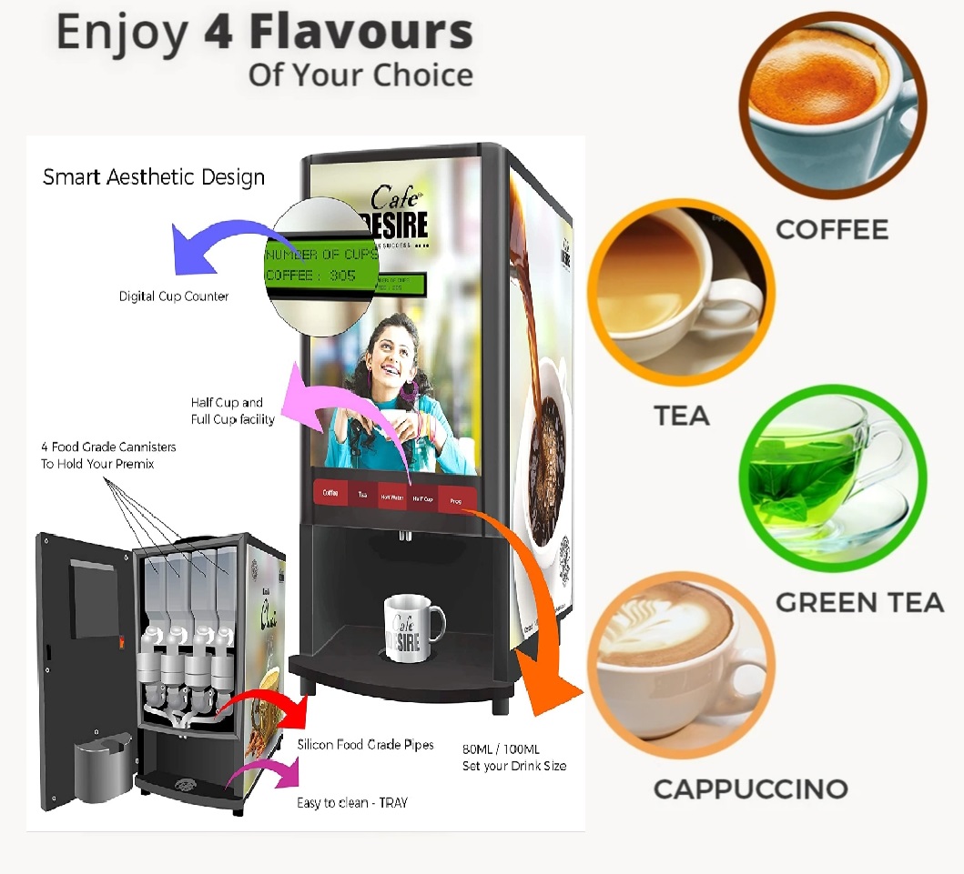 4 Lane Tea-Coffee Vending Machine from Laxmi Cafe Desire