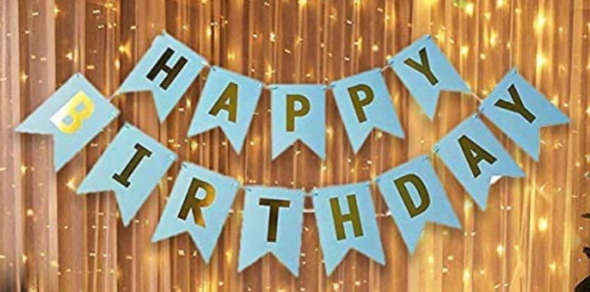 Paper Happy Birthday Golden Color Banner