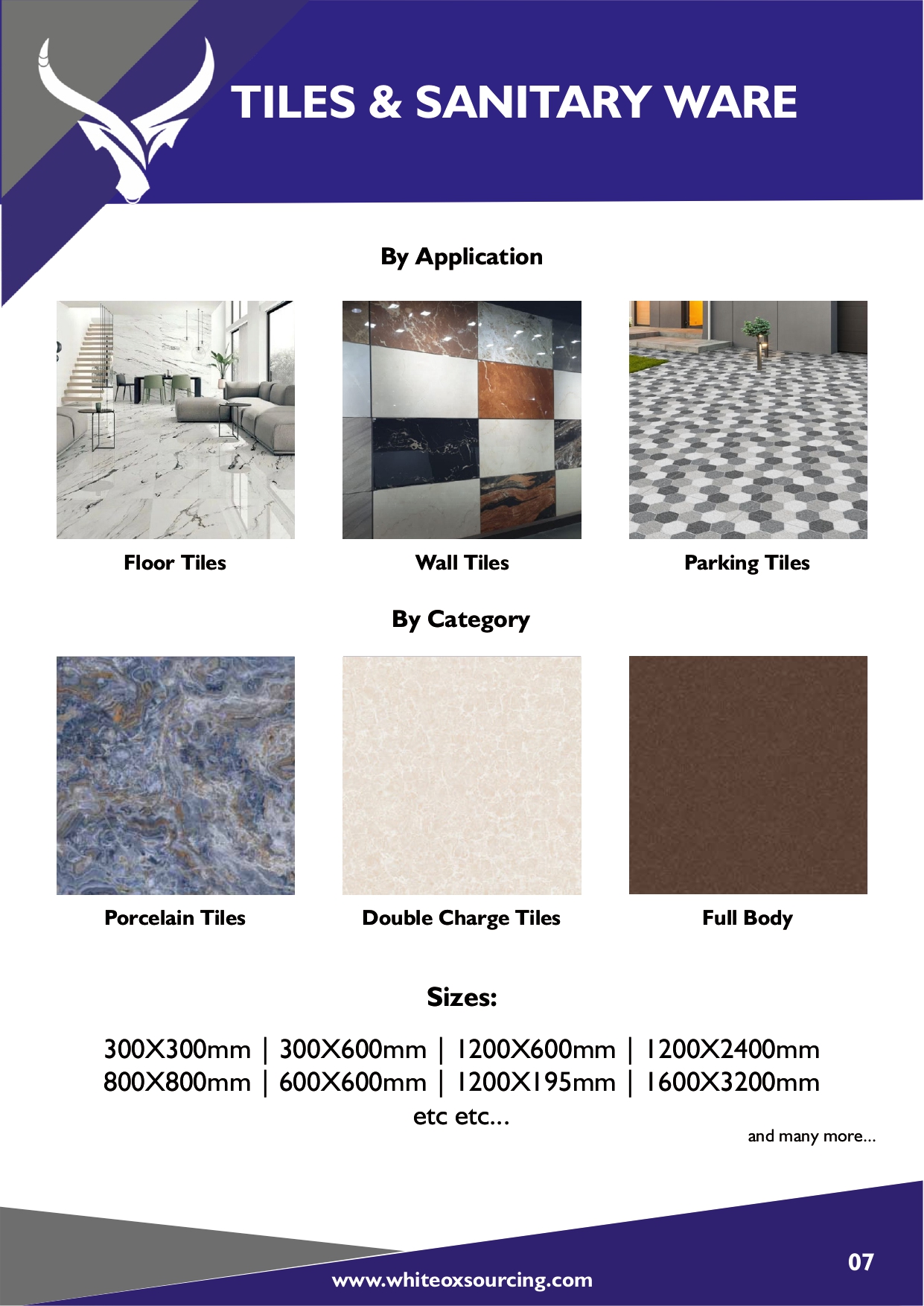 Tiles & Sanitary Ware from WHITEOX MERCHANT EXPORTERS