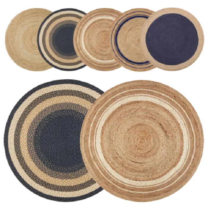  Eco-friendly Sustainable Natural Jute Material Handmade Braided Rugs from Bismillah Jute International