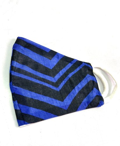 Reusable Cotton Face Mask With Blue & Black Stripes  from Rraasaa Textiles