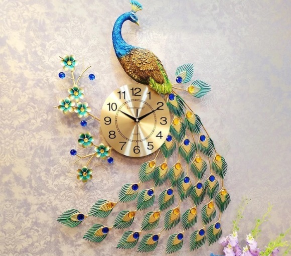 Beautiful peacock shaped wall art and wall clock  from AMBER ART EXPORT