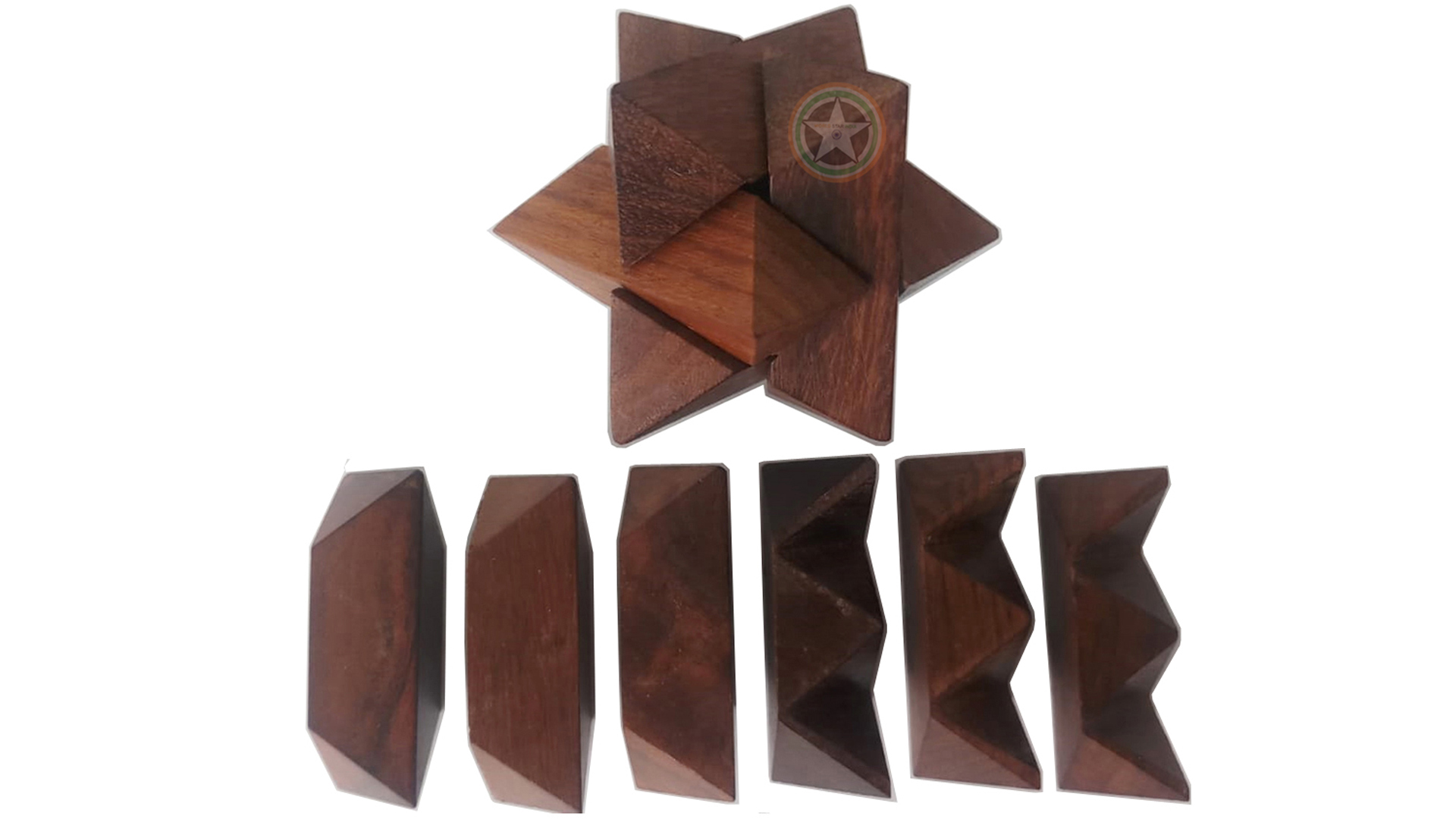 WORLD STAR INDIA Wooden Star Puzzle/Jigsaw Puzzle/Burr Puzzle/Interlocking Puzzle/Fun for Adults Challenging Game/This Travelling for Time Pass Game/Also Uses for Paper Weight, Home Office Decorative from World Star India