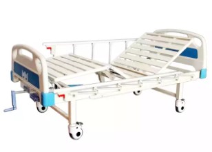 hot sale steel strip type coating abs headboard 2 cranks adjustable manual hospital bed  from Hebei Fuda Metal Working Medical Equipment Co., Ltd.